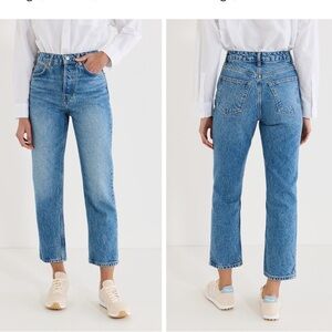 Reformation Cynthia High Rise Straight Cropped Jean Woman 26 Medium Wash Lyocell